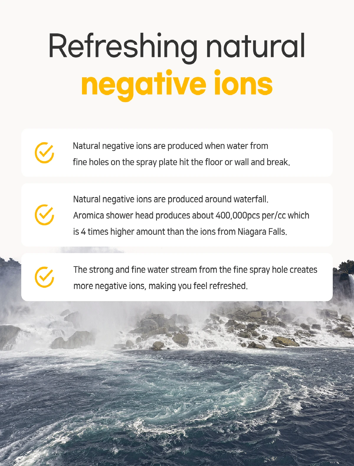 Aromica shower head negative ions generate